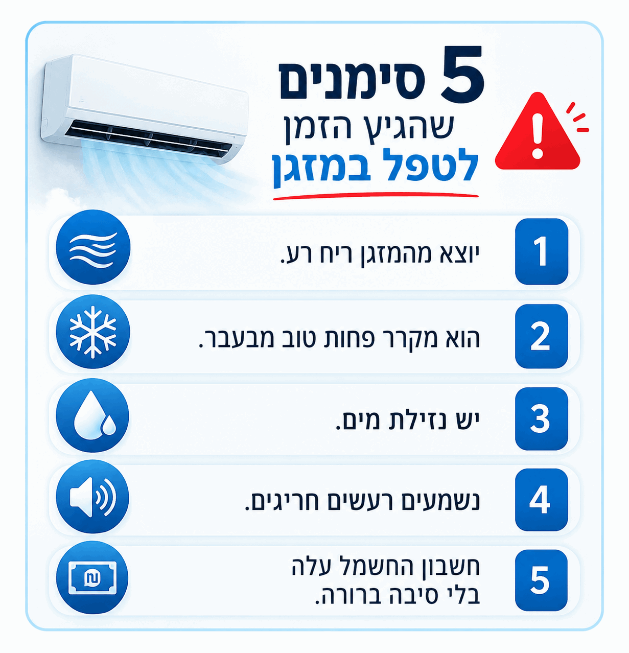 הסימנים שעשויים להעיד שהגיע הזמן לטפל במזגן. AI הסימנים שעשויים להעיד שהגיע הזמן לטפל במזגן. AI